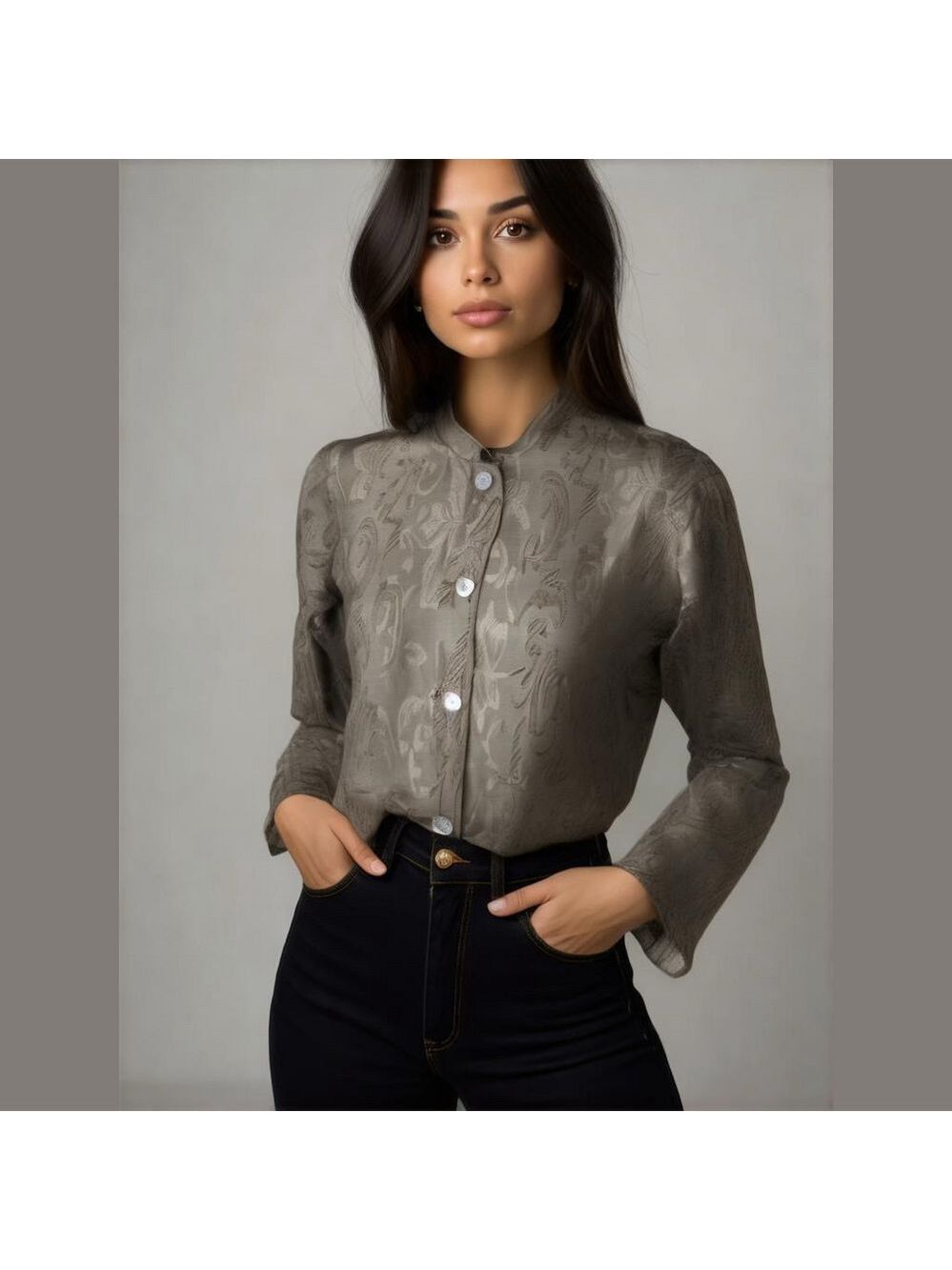 Vintage Elegant Patterned Tapestry Jacket mother of pearl buttons cottagecore